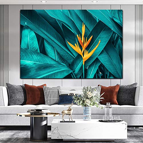 Peinture décoration murale verte plante feuille affiche moderne giclée 50x70