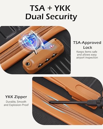 Image of LONG VACATION 3 Piece Carry On Luggage Set with Backpack, 20 Inch Carry Suitcase with Spinner Wheels, ABS+PC Hardshell Suitcase set with TSA Lock & YKK Zipper