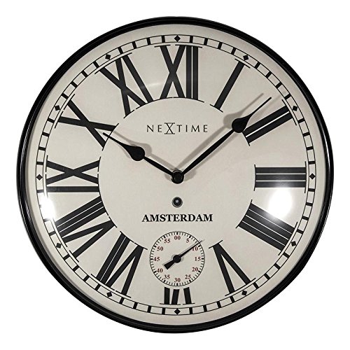 Nextime Amsterdam Dome Reloj de Pared, Negro, 30 cm