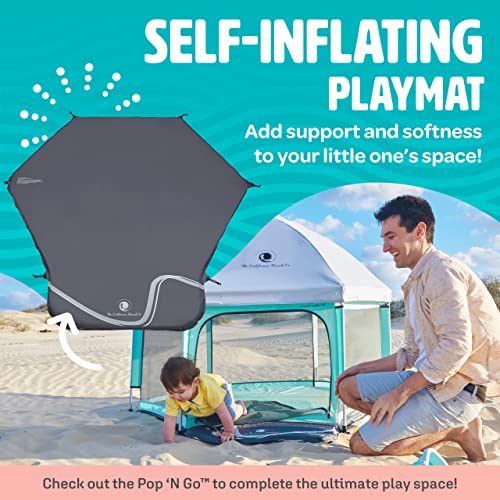 POP 'N GO Premium Outdoor Baby Playpen with Self-Inflating Playmat (Anchor Grey) and Picnic Blanket (Whimsical Waves)