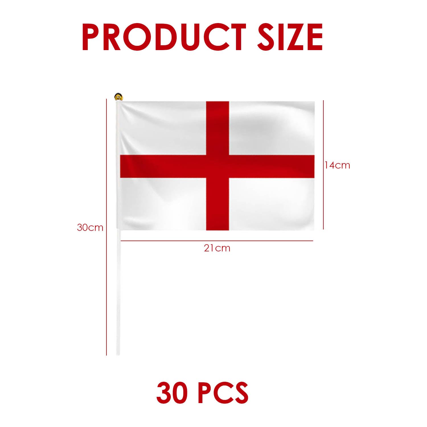 30 banderas de Inglaterra con manivela bandera de Inglaterra, banderines europeos para decoración de la Copa de Europa de Inglaterra