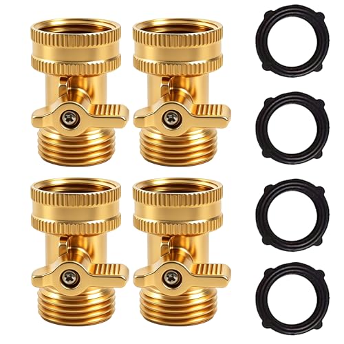 Xiny Tool Brass Garden Hose Shut Off Valve, 4 Pack Heavy Dut...