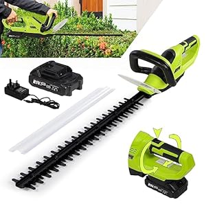 Hedge Trimmer Cordless, Hedge Cutter with 20V 2.0Ah Battery and Charger, 510mm Blade Length, 18.5 Tooth Opening, Electric Hedge Trimmer/Cutter with Rotating Handle, Lightweight
