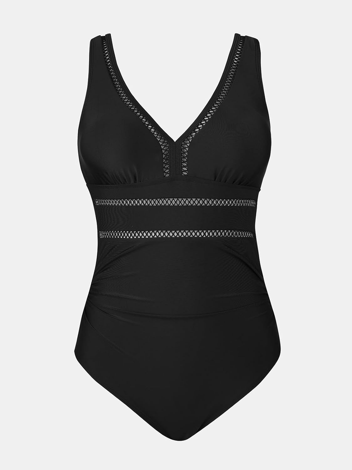 CUPSHE Women's One Piece Swimsuit Bathing Suit V Neck Adjustable Straps Ruched Mesh Back Hook - Image 6