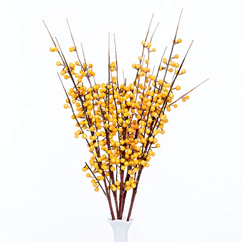 UiiziC Artificial Berry Stem Fake Orange Berries Plants for Wedding Bouquets Home Party Hotel Centerpieces Decorations (Orange, 5pcs Berries)