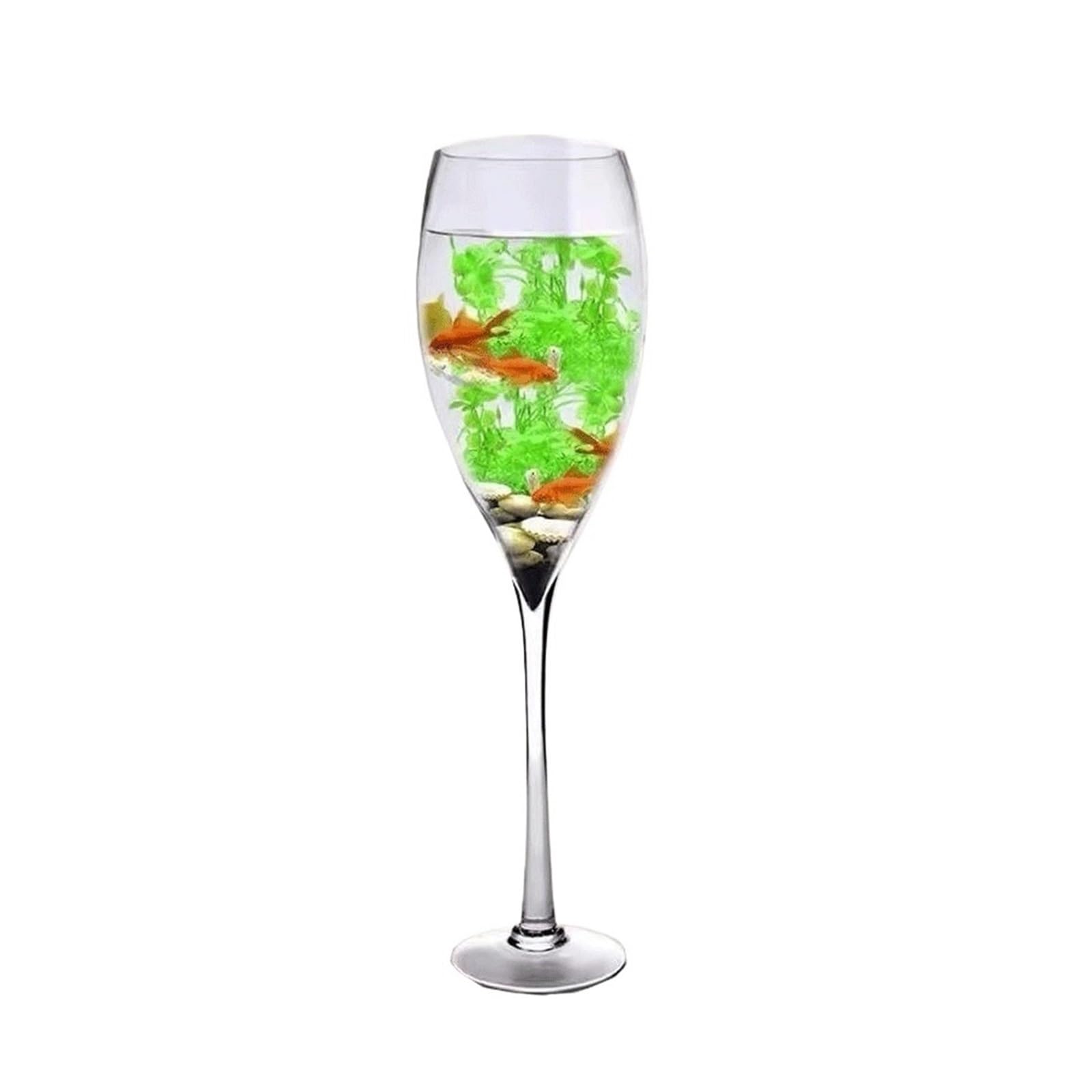 Acquario per Pesci Decorazione for la casa in Vetro Trasparente for Acquario in Vetro a Forma di Bicchiere di Champagne Acquari(13cmx60cm)