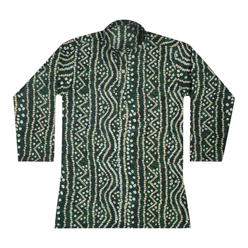 Image of TinySteps Traditional Bandhani Print Kids Festive Ethnic Wear Boys Cotton Kurta Pajama Set