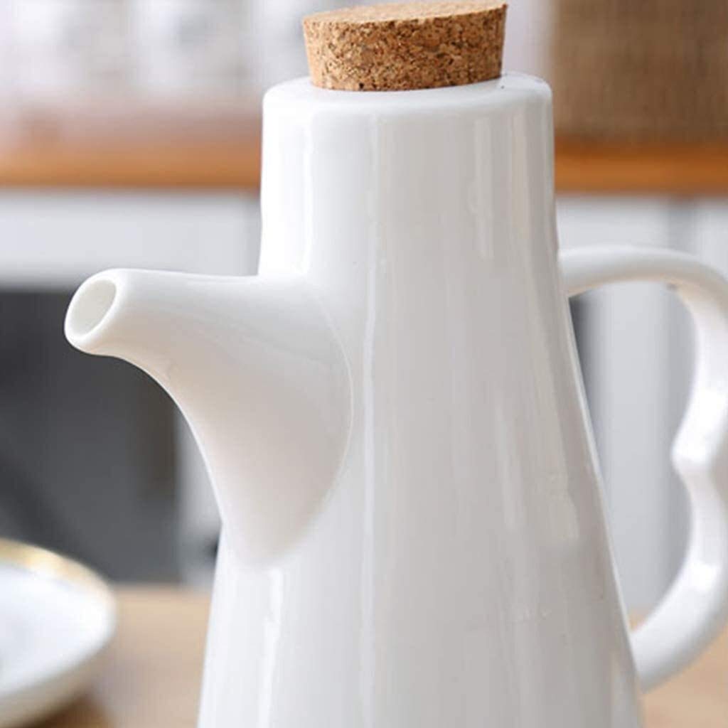 Dispenser per aceto in ceramica bianca a prova di perdite per olio e salsa di soia