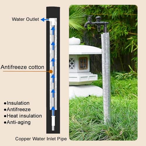 Columna de agua jardín con grifo doble y algodón anticongelante 6