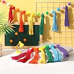MARFOREVER 4 Pack 26.3 Feet Rainbow Tassel Pom Pom Garland Decorations Garland Banner Hanging Supplies for Back to School Decor Nursery Wall School Classroom Christmas Tree Birthday Party - Image 4