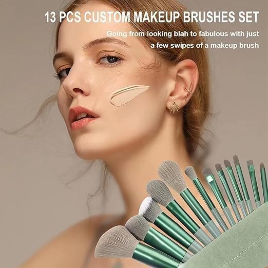 Image of Narah ventures Premium 13-Piece Soft Makeup Brush Set for Face & Eye | Foundation, Blush, Contour & Eyeshadow Brushes | Professional Cosmetic Kit with Travel Pouch(multicolor)
