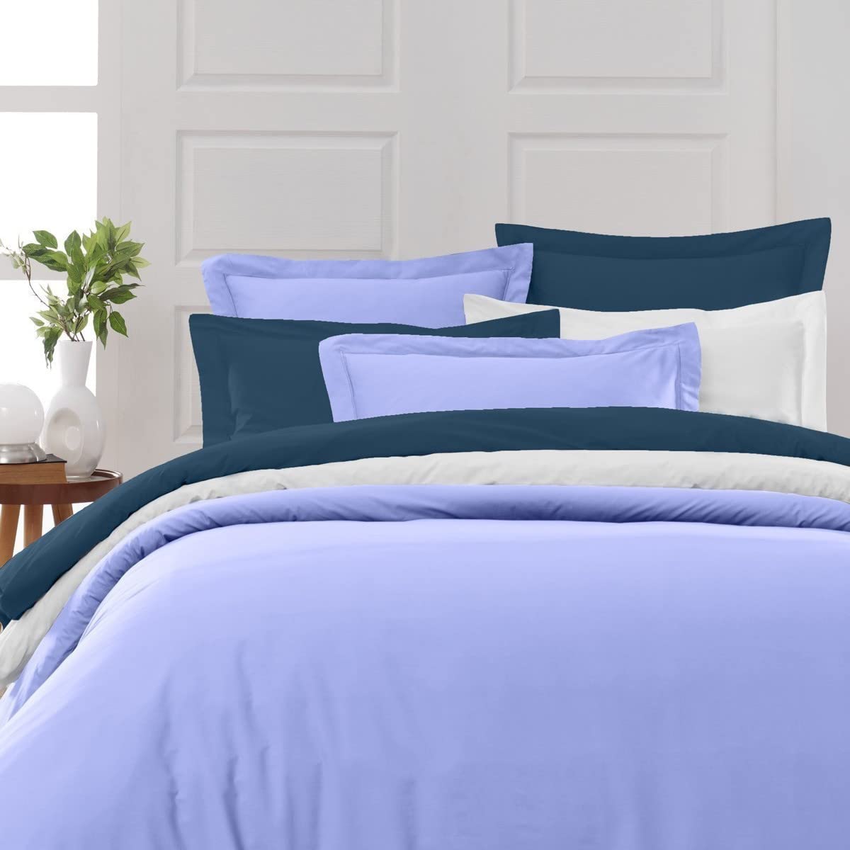 Home Cassiopee to80pe-bla Set of 2 Pillowcases 80 Count Percale White 50 x 70 cm, 50x70 x cm - Image 3