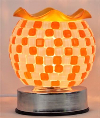 Orange and White Pearl Touch Sensitive Design Decorative Glass Electric Fragrance Lamp Aromatherapy Oil Warmer/burner Night Light in Gift Box # Mt-014