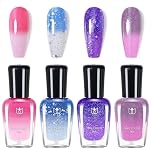 DMQ Temperature Colour Changing Nail Polish Set, 4Pcs Colorful Glitter Nail Varnish Sets - Quick Drying Long-Lasting Mood Chameleon Colour Nail Gel for Women Home DIY Nail Art - No Need UV Lamp