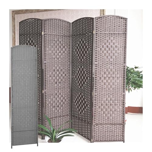 Raumteiler, 3 Paneele, Rattan, gewebtes Holz, faltbar, freistehend,...