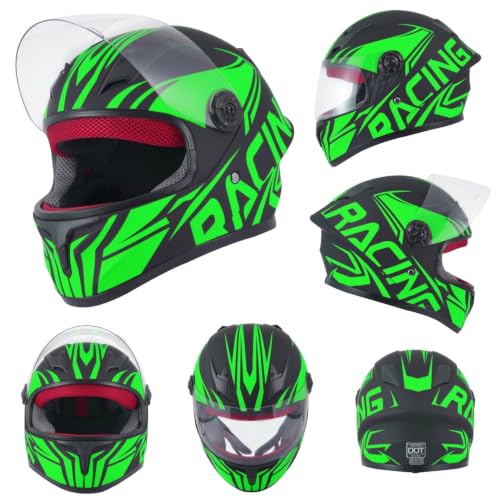 Image of Kids Motorcycle Helmet Full Face DOT Approved | Lightweight Child ATV Electric Dirt Bike Go-Kart Quad 4-Wheeler Mini Motorcycle Street Racing Helmet for Boy Girl Age 5-10