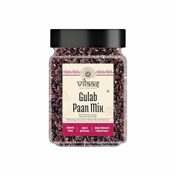 Vilaas Gulab Paan Mukhwas, 100 Gm | Gulab Paan Mouth Freshener | Refreshing & Digestive After Meal Snack Mukhwas | Hygienically Packed Mukhwaas
