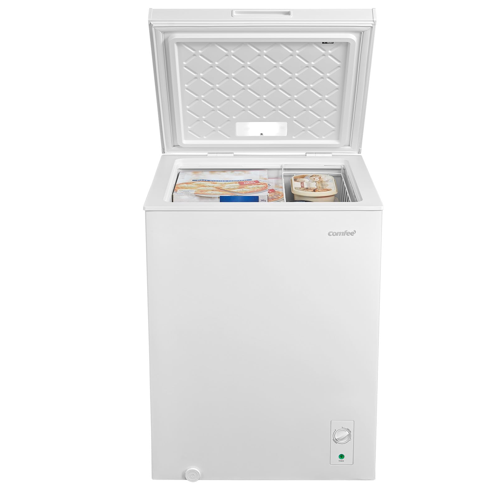 COMFEE' RCC146WH2EU(E) 143L Freistehender Gefrierschrank, Umwandlung zwischen Gefrierschrank und Kühlschrank, Inverter-Kompressor, geeignet für Außenanlagen, Garagen und Schuppen, Weiß