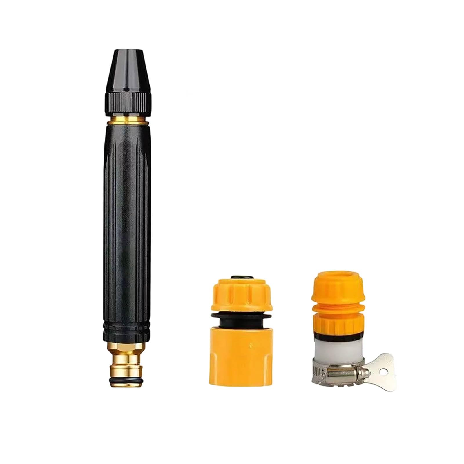 High Pressure Hose Nozzle Car Wash Sprinkler Aluminum Alloy Garden Hose Nozzle Water Booster Spray Car Washing Gardening Floor Cleaning Adjustables Metal Handheld Water Nozzle Garden (B)