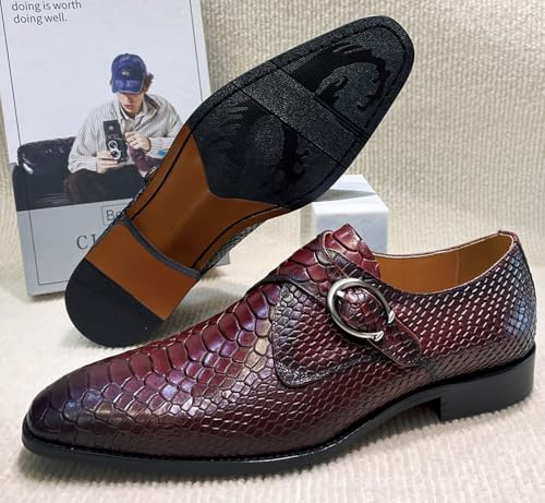 Santimon Men's Genuine Leather Formal Dress Shoes, Premium Luxury Fashion Buckle Slip On Loafers for Buiness Casual Wedding3