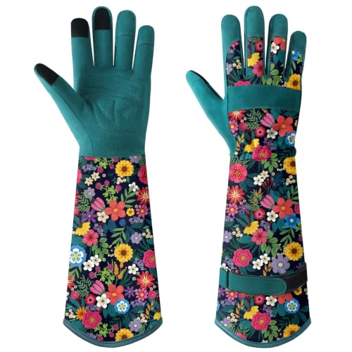 Gardening Gloves for Women - Breathable Long Garden Gloves with Grip, Thorn-Proof Puncture-Resistant...
