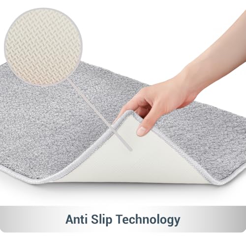 Image of Welspun DRYLON Bath Mats Large Anti Skid HIGH Durability Stain Resistant Easy Care(Solid 50CMX80CM)-Dark Grey