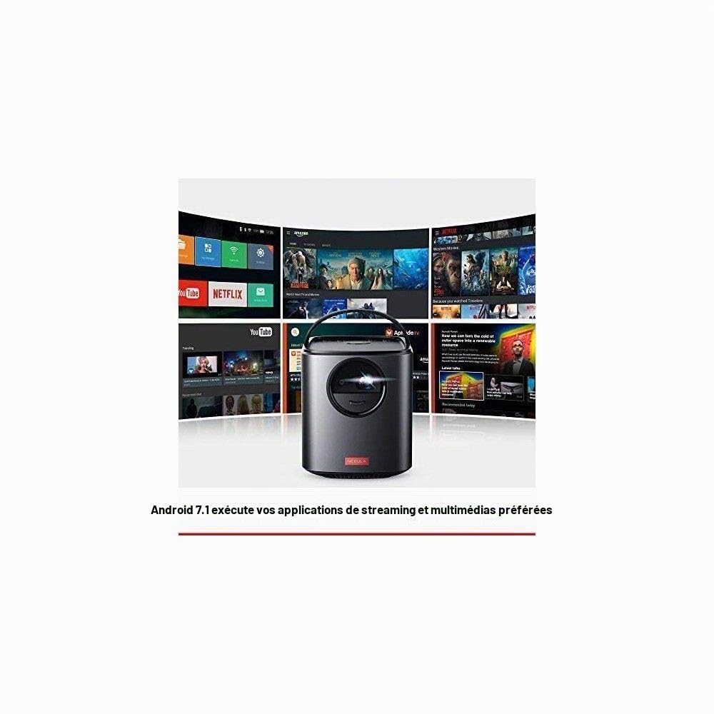 NEBULA Mars II par Anker, Le projecteur Portable avec Image DLP 720p, Doubles Enceintes 10W, Android 7.1, autofocus, écran 30-150", 3 Heures d'autonomie vidéo, Projection sans Fil et app Android/iOS