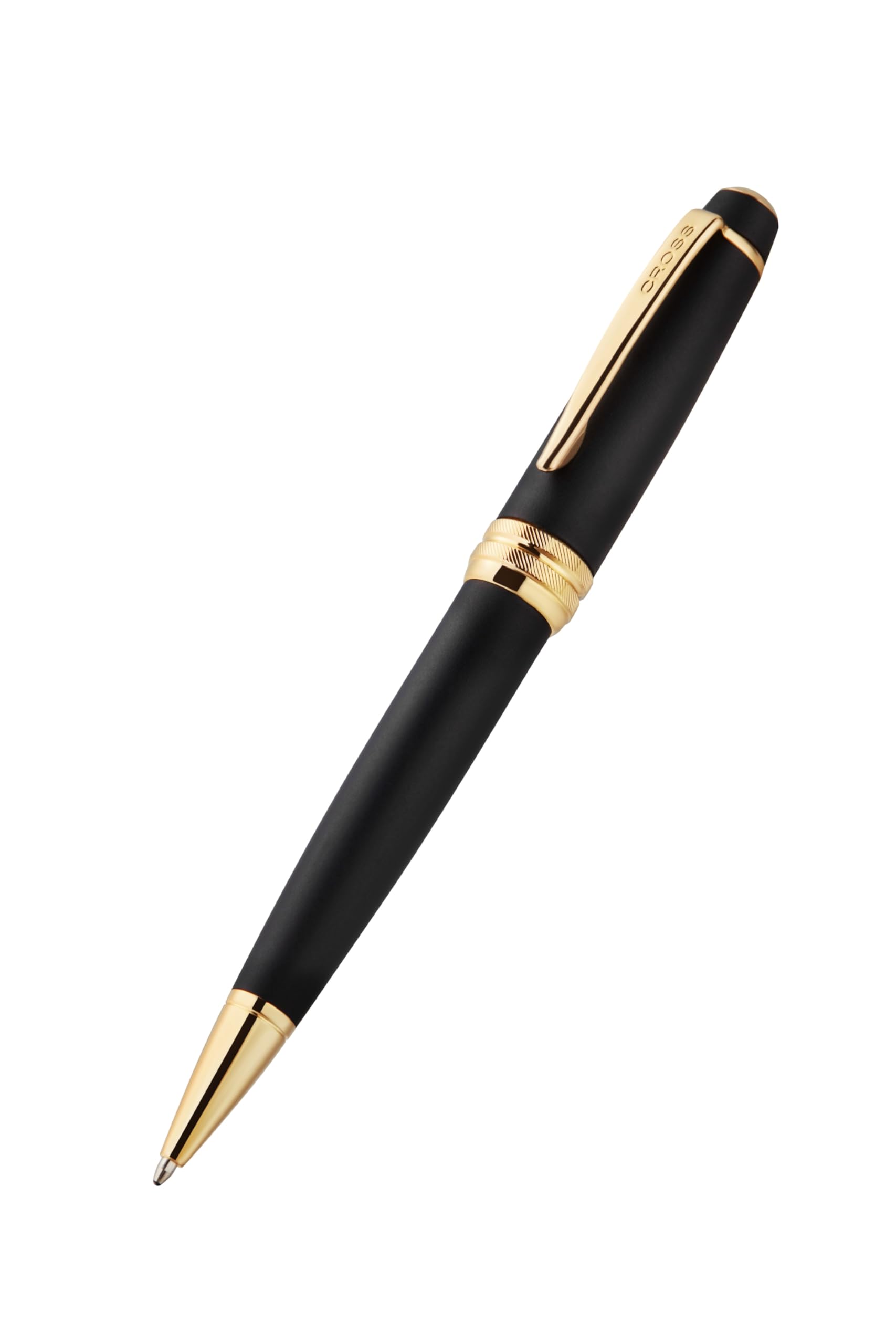 Cross Bailey Matte Black Lacquer with 23KT Gold PVD Ballpoint Pen - Refillable Pen for Long-Lasting Use -
