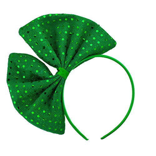 Lux Accessories Green Saint Patrick Day Glittery Huge Ribbon Fashion Headband Lux Accessories Green Saint Patrick Day Glittery Huge Ribbon Fashion Headband