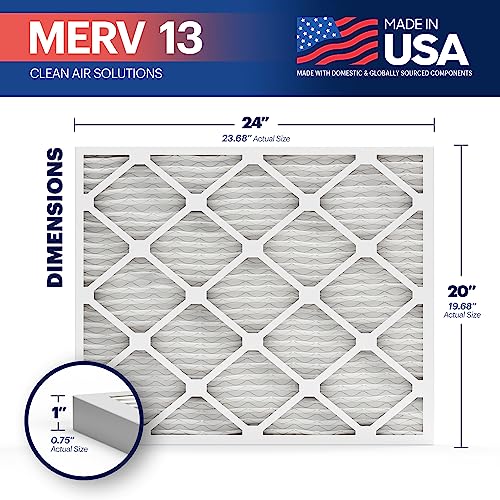 Image of BNX TruFilter 20x24x1 Air Filter MERV 13 (4-Pack) - MADE IN USA - Electrostatic Pleated Air Conditioner HVAC AC Furnace Filters for Allergies, Pollen, Mold, Bacteria, Smoke, Allergen, MPR 1900 FPR 10