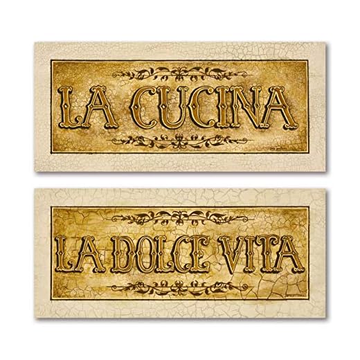 Beautiful Vintage Italian 'La Cucina' and 'La Dolce Vita' Signs; Two 20x8in Poster Pritns