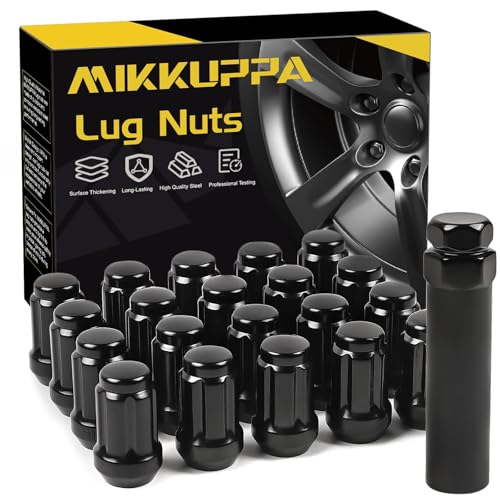 MIKKUPPA M12x1.25 Lug Nuts - Replacement for 1993-2022 Nissan Altima, 1988-2022 Nissan Maxima, 1997-2023 Subaru Forester Aftermarket Wheel 20pcs Black Closed End Lug Nuts
