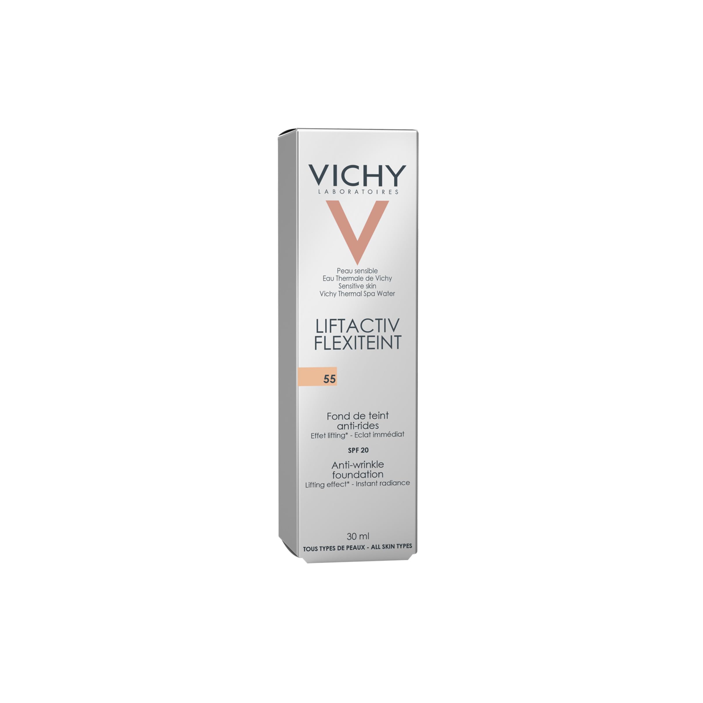 Vichy Base de Maquillaje Líquida Antiarrugas, Tez Uniforme y Radiante, Reduce las Arrugas, Con Efecto Lifting, Para Pieles Maduras, Liftactiv Flexiteint, Tono: 15 Opal, 30 ml