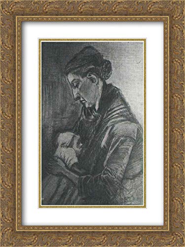 Sien Nursing Baby 18x24 Gold Ornate Frame and Double Matted Museum Art Print by Vincent van Gogh