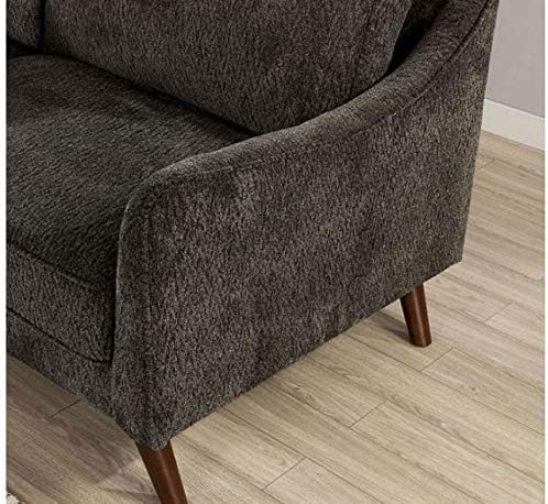 Naha 3 Pieces Mid-Century Modern Sofa Set in Dark Gray Chenille