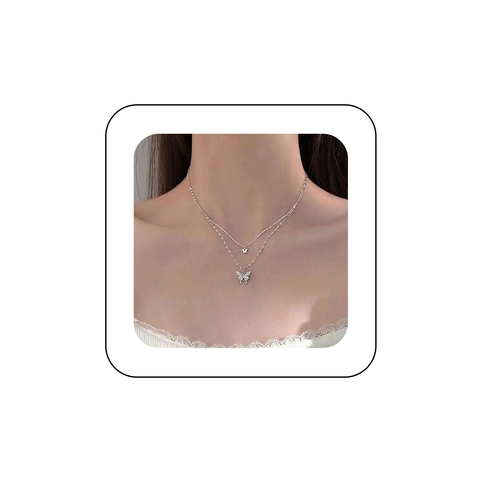 Yienate Boho Cristallo farfalla perla collana girocollo oro Pave strass farfalla collana ciondolo barocco perla filo collana girocollo fascino gioielli estetici per le donne e le ragazze