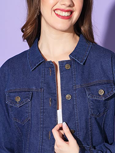 Image of Buynewtrend Buttoned Flap Pockets Women Long Denim Jacket