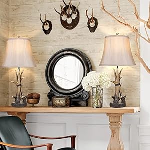 Rustic Table Lamps for Living Room Set of 2, Farmhouse Antler Western Bedside Lamp for Bedroom with 2 USB Charging Port, 3-Way Dimmable Resin Nightstand Lamps with Shade Decor, LED Bulbs Included Rustic Table Lamps for Living Room Set of 2 Farmhouse Antler Western Bedside Lamp for Bedroom with 2 USB Charging Port 3 Way Dimmable Resin Nightstand Lamps with Shade Decor LED Bulbs Included