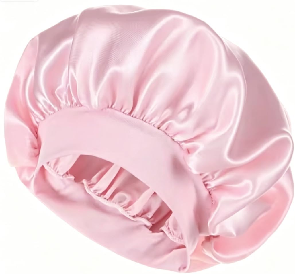 Satin Bonnet for Women, Solid Color Wide-Brimmed Silk Sleep Cap, Daily Use Hair Protection
