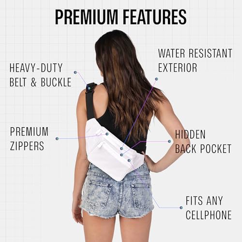 Image of Fanny Pack for Men & Women - Waist Bag Pack - Lightweight Belt Bag for Travel Sports Hiking, Solid White v2, One Size
