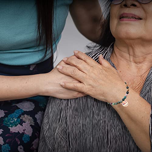 Image of With You Grandma Bracelet - Handmade Adjustable Rose Gold Plated Round Cubic Zirconia Charm Natural Stone Bracelet for Grandmother Y3758