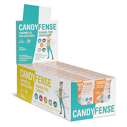 Caramelos Cerdán - Candyfense | 20 Cajitas x 36'5 Gramos | Caramelos Sin Azúcar de Propóleo Multivitaminas Sabor Miel | Sin Gluten ni Alérgenos