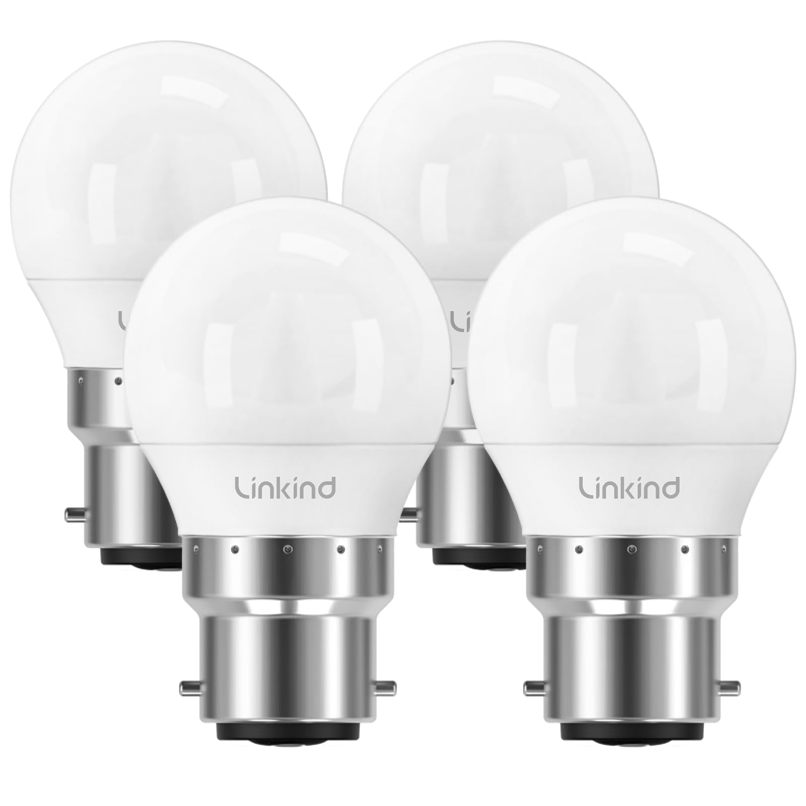 Linkind Bayonet Light Bulb 40w Equivalent,Warm White 2700K, 4.9W 470lm B22d LED Bulbs,G45 Golf Ball Energy Saving Bulbs, Non-Dimmable, 4 Pack
