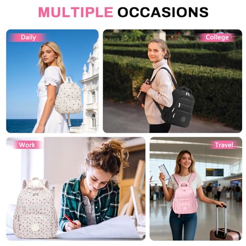 Image of Sisipoet Mini Backpack for Women, Corduroy Small Backpack for Ladies Bookbag Purse for Women with Handy Wallet and Luggage Strap, Beige Tulip