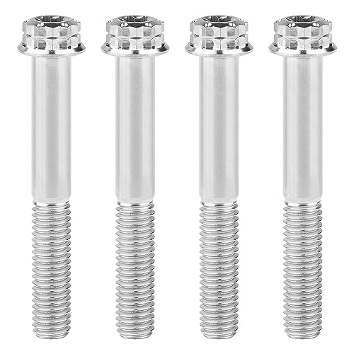 Image of Titanium Flange 12 Point Head M8 x15 20 25 30 35 40 45 50 55 60 65 80mm Screw Bolt Pack of 4 (Normal Titanium, M8x80mm)