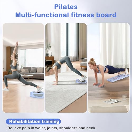 6-in-1 Foldable Pilates Board Reformer Kit, Portable Home Gym Equipment with Resistance Bands, Ab Board, Smart Timer & Phone Holder, Full Body Workout for Women,Purple by FAHKNS - Image 5