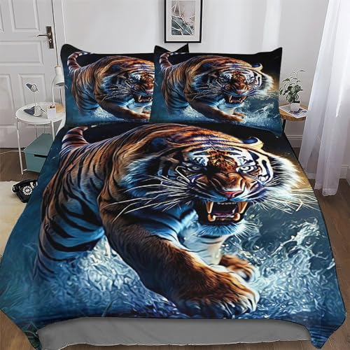Housse de couette tigre avec impression 3D réaliste et textile microfibre