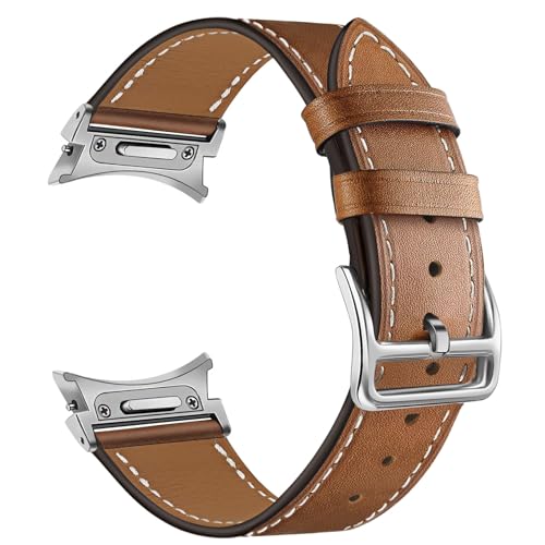 TRUMiRR Leather Strap Compatible with Galaxy Watch 7 6 40/44 mm, Watch 6 Classic 43/47 mm - Button Placket, No Gap, No Pin