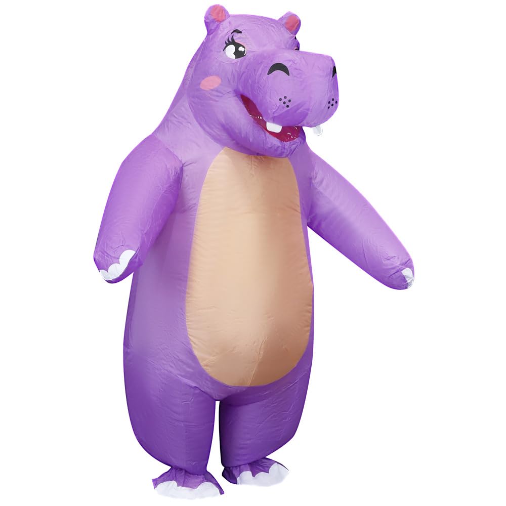 Inflatable Hippo Costume Adult Halloween Inflatable Costumes Funny inflatable Halloween Costumes (5.0ft-6.2ft to wear) 01-purple