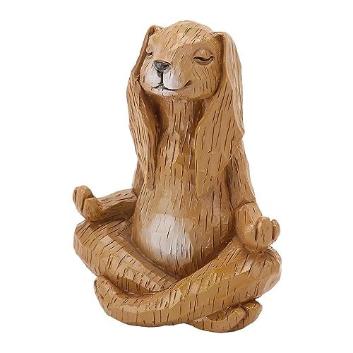 Escultura de conejo meditando de resina 4.7 pulg miniatura 1
